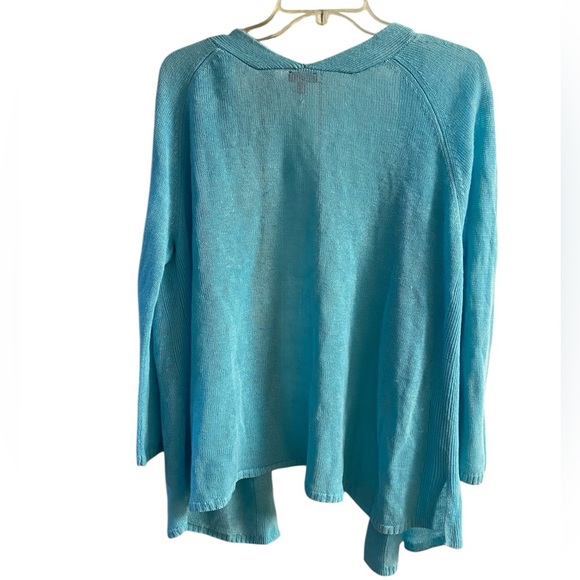 Talbots sweater cardigan open front turquoise linen XL petite - Picture 2 of 7